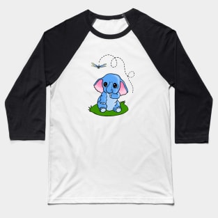 Baby Elephant & Dragonfly Baseball T-Shirt